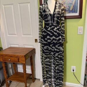 French Connection Black and White Sheer Maxi Dress
